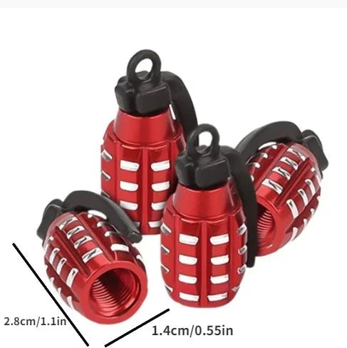 4pcs Aluminum Car Tire Valve Cap Grenade Alloy Tyre Valve Stem Cover Air Dust Cap Tire Valve Truck Bike Wheel Rim - Toee Tire