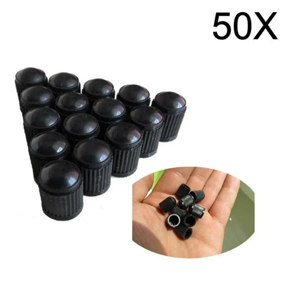 50 x Black Plastic Car Truck Auto Wheels Tire Valve Stem Cap Lid Air Dust Cover - Toee Tire