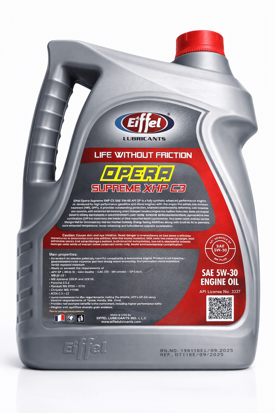 Eiffel Opera Ultimate C3 5W30 SN Full Synthetic Engine Oil – USA (Case of 4 Jugs, 20L) - Toee Tire